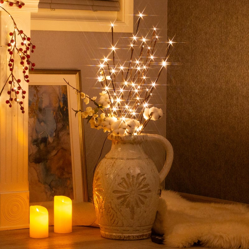 Vanthylit 3PK 30" Brown Lighted Twig Branches Pathway Light 60 LED Warm White Bulbs for Outdoor and Indoor - Image 5